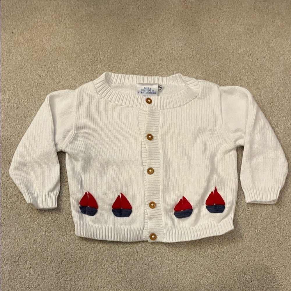 Bella Bliss White Cardigan with Brown Button